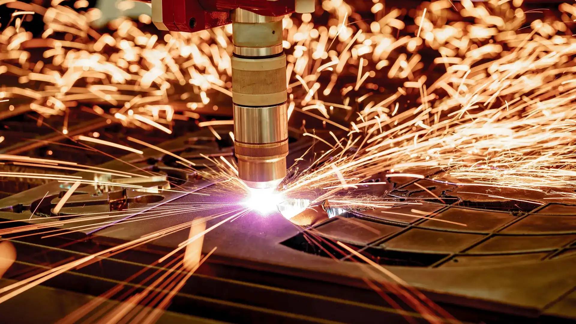 CNC plasma cutting torch in action